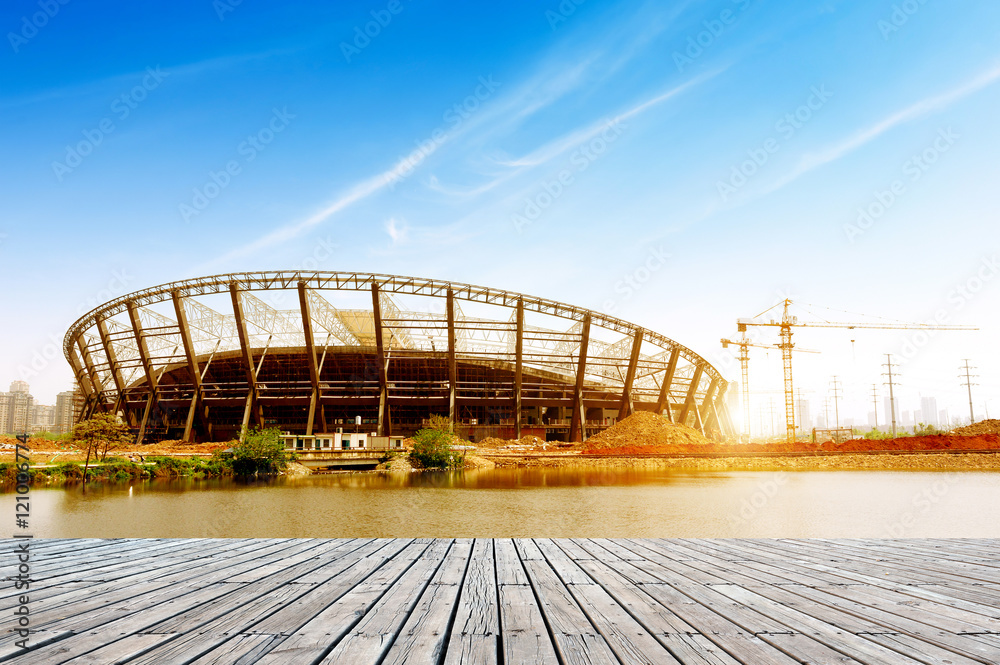 Fototapeta premium Stadium construction site