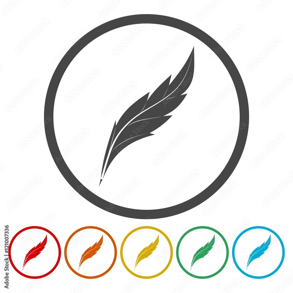 Feather sign icon. Retro pen symbol. 