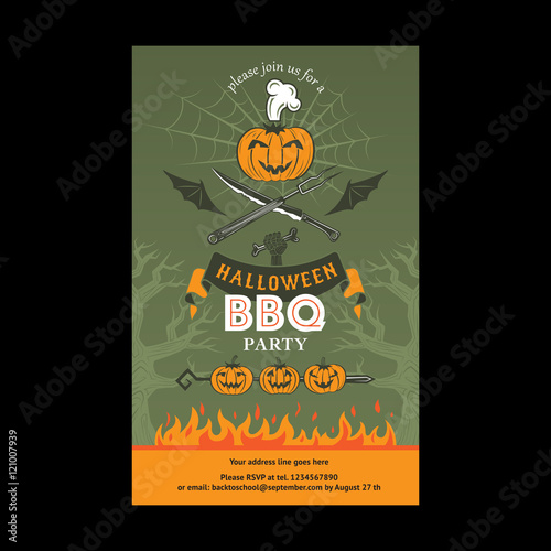 Halloween BBQ party invitation card