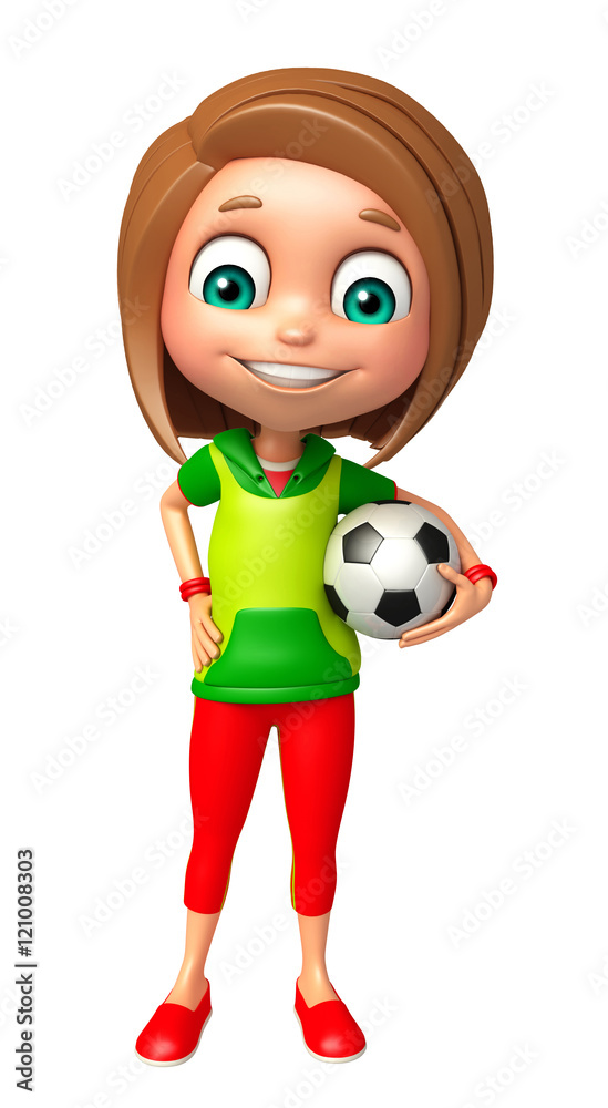 kid girl with Football kid girl with Football