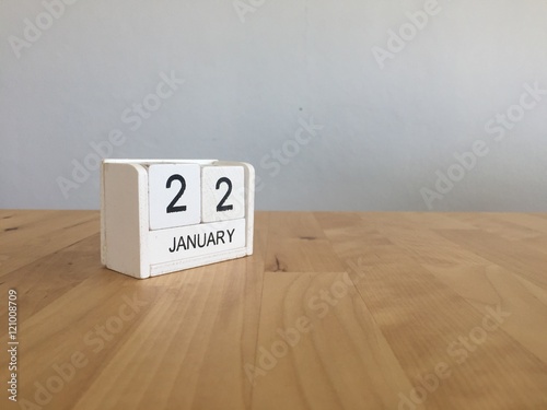 January 22nd.January 22 white wooden calendar on wood background
