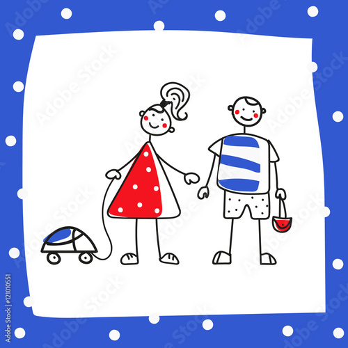Cartoon girl and boy