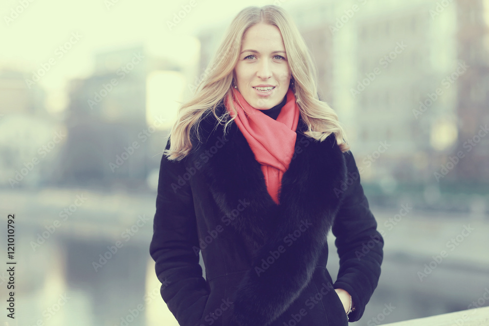 portrait of a woman in the city streets of Europe portrait of a woman in the city streets of Europe