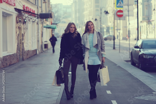 concept of women shopping, shopaholic, walk