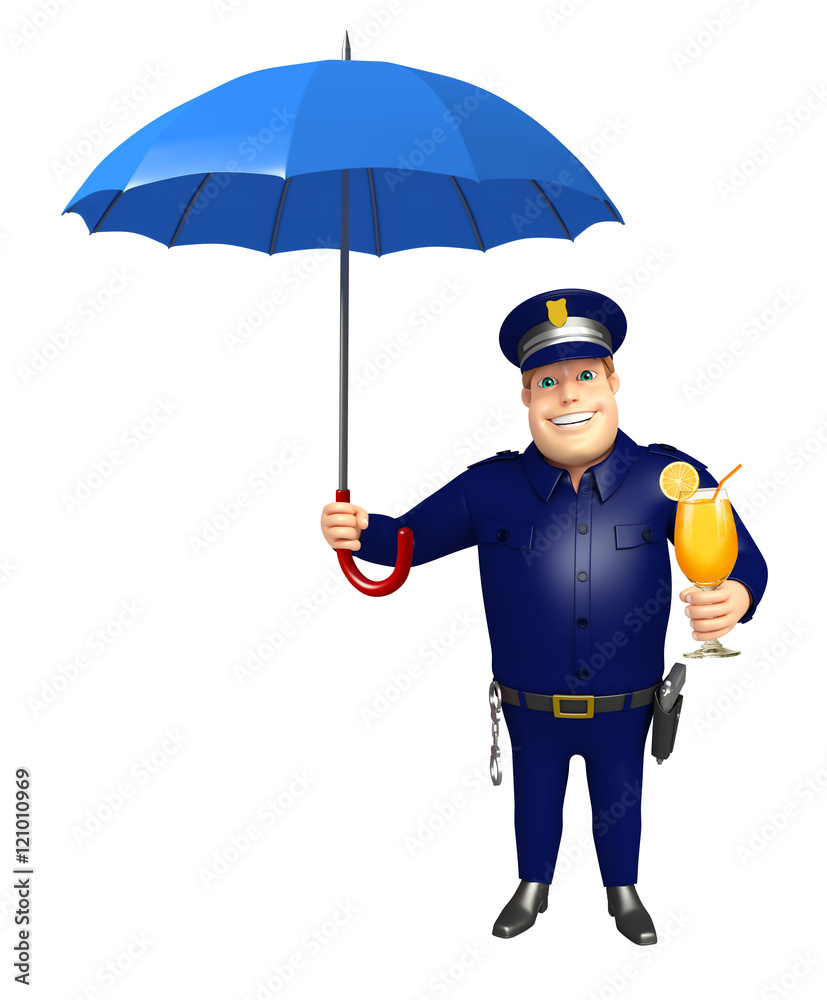 Police with Umbrella & Juice glass Police with Umbrella & Juice glass