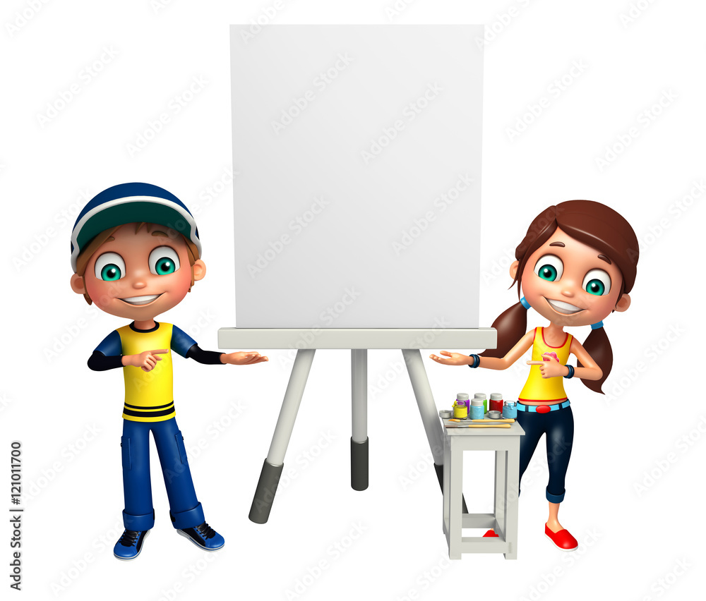 kid girl and kid boy with white board kid girl and kid boy with white board