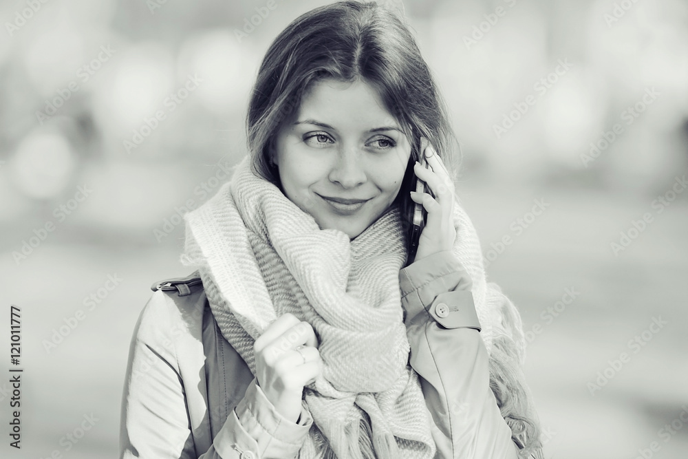 monochrome urban portrait of a woman in a coat monochrome urban portrait of a woman in a coat