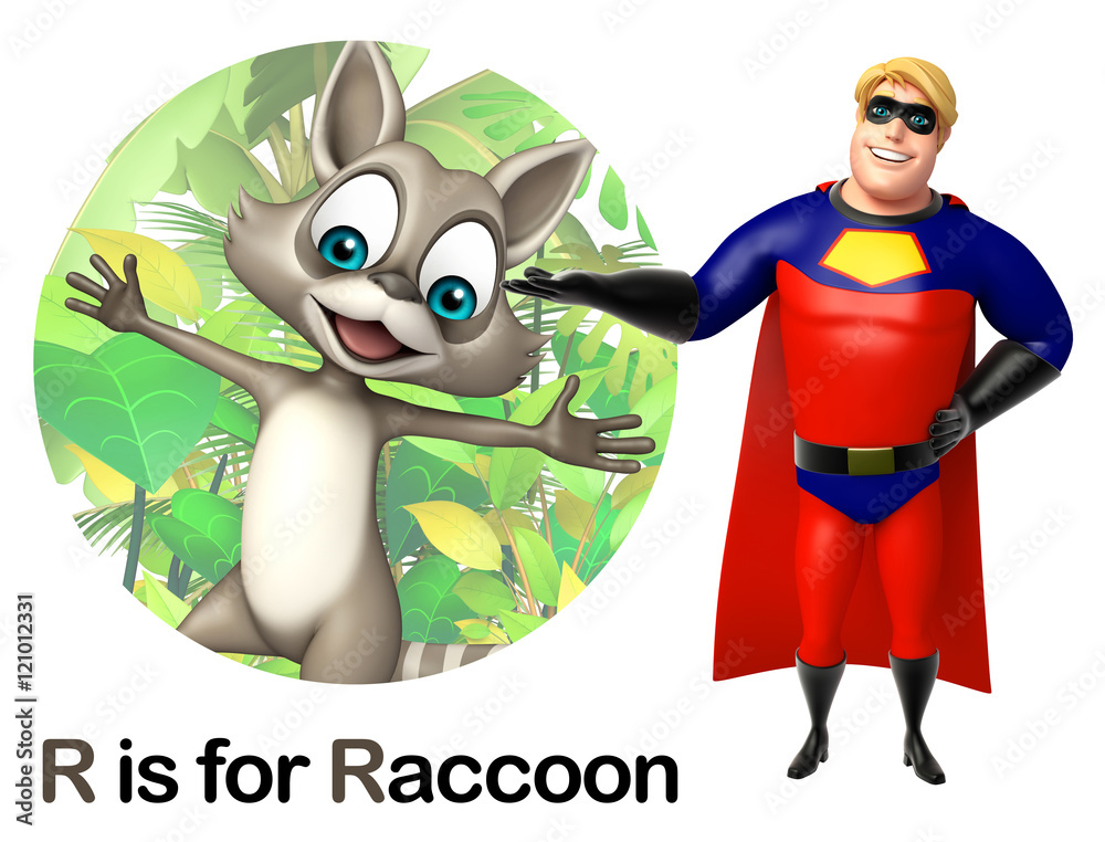 Fotografie Super hero pointing Raccoon