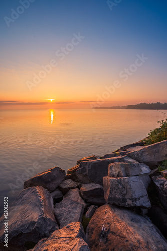 View of Simcoe lake during sunrise from Sibbald Point Provincial Park, Ontario, Canada