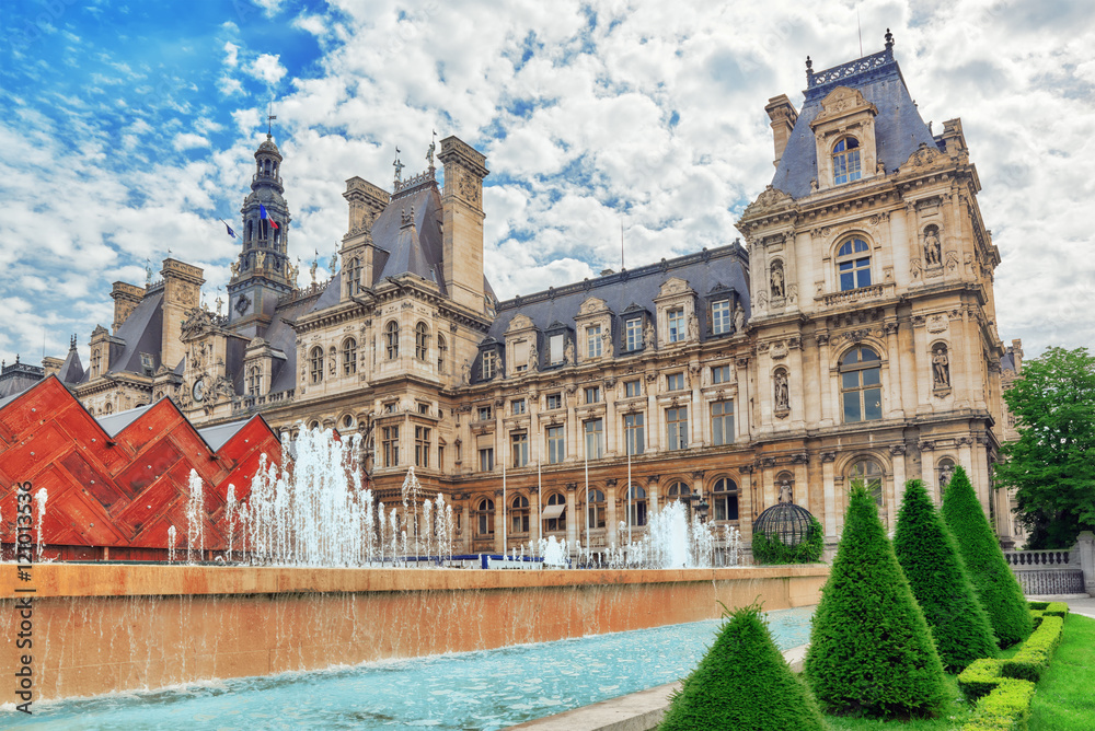Hotel de Ville in Paris, is the building housing city's local ad Hotel de Ville in Paris, is the building housing city's local ad