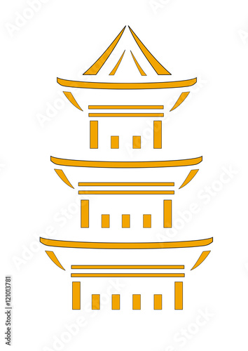 Vector image of a Japanese pagoda to cut