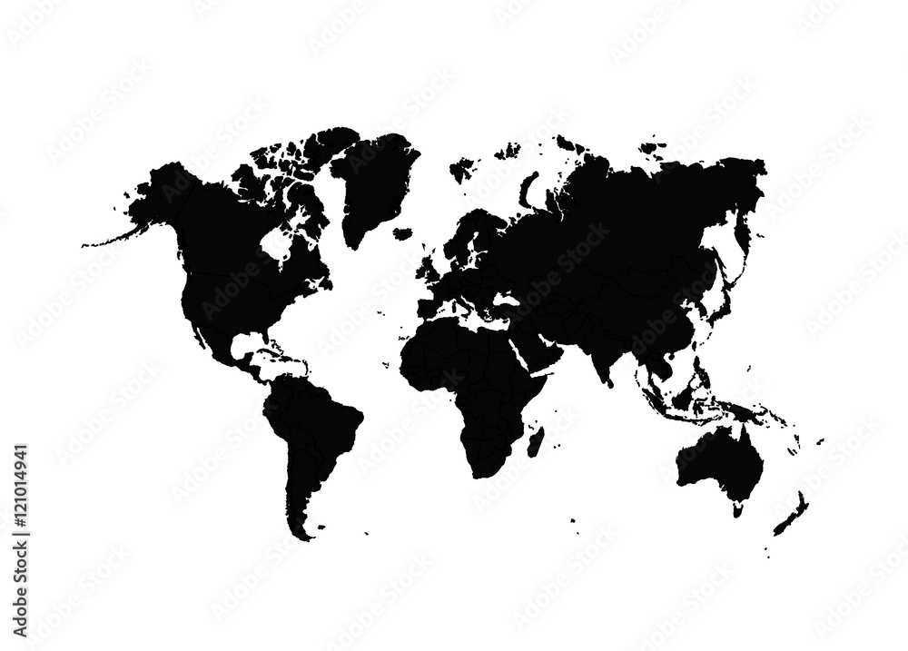 Vector illustration of black world map Vector illustration of black world map