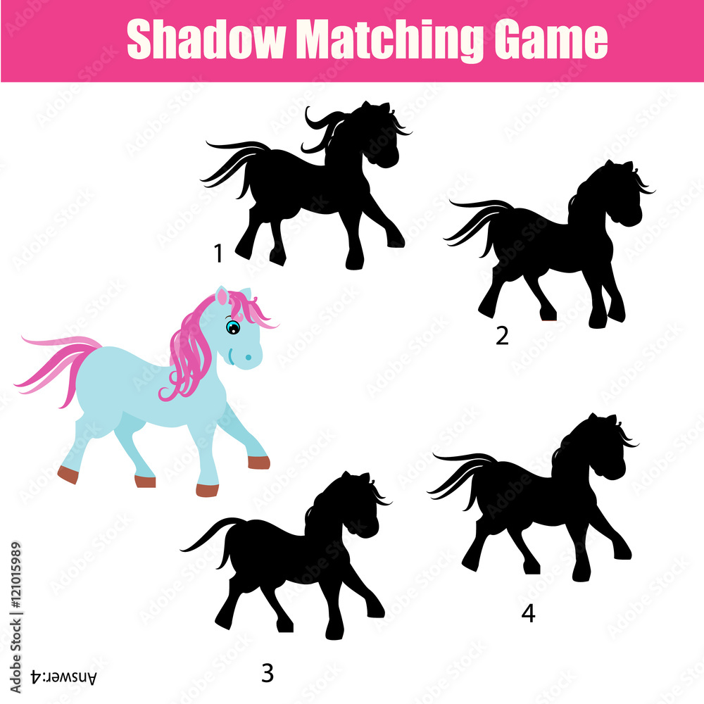 Shadow matching game with animals theme, kids activity, worksheet Shadow matching game with animals theme, kids activity, worksheet