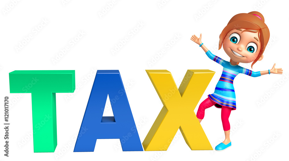 kid girl with Tax sign kid girl with Tax sign