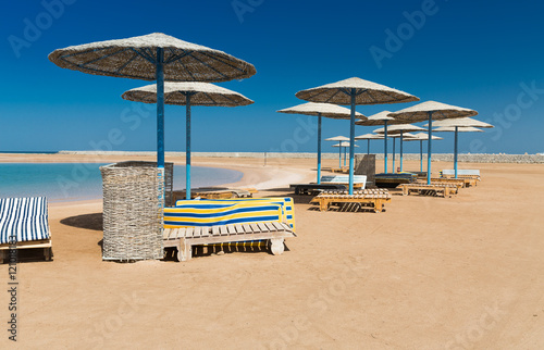 Sunshade umbrellas on the beach