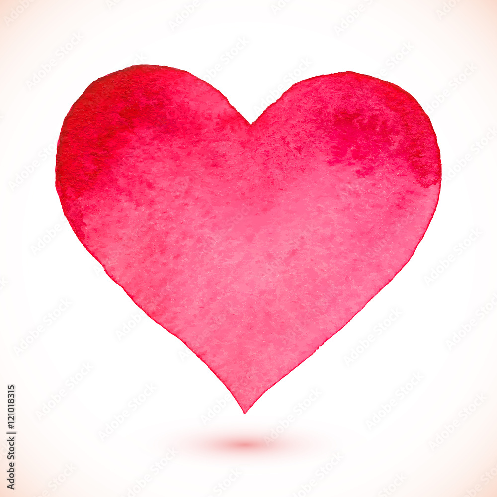 Pink watercolor painted isolated vector heart
