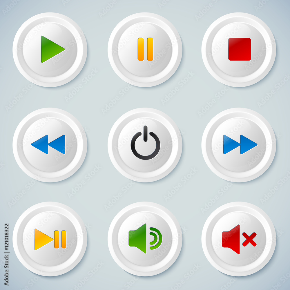 White plastic vector navigation buttons White plastic vector navigation buttons