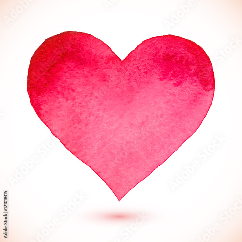Pink watercolor painted isolated vector heart