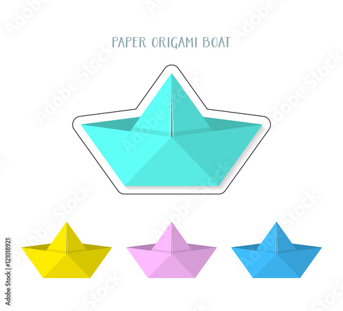 Colorful paper origami boats collection