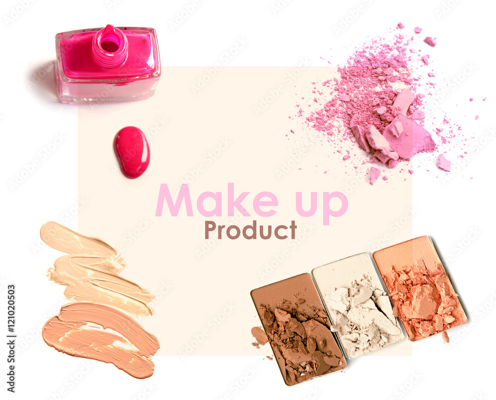 Obraz premium Various cosmetics isolated over white