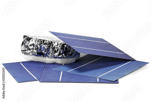 solar cells with polycrystalline silicon isolated on white background