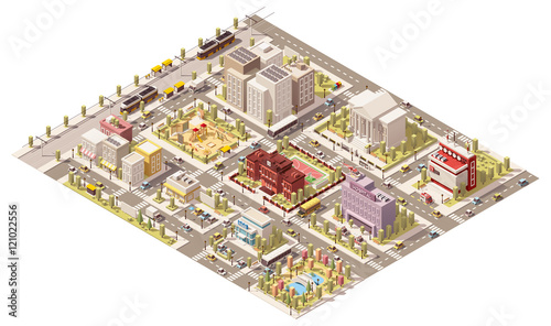 Vector isometric low poly city