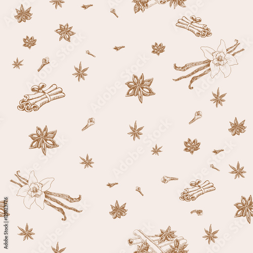 Seamless pattern with spices.