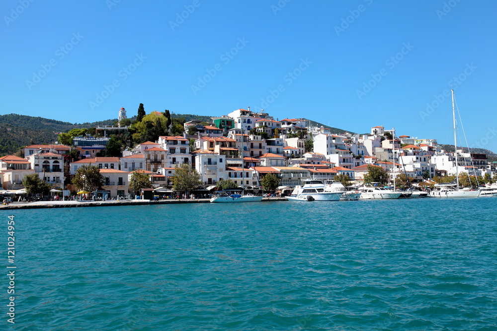 Skiathos town from the sea,Greece