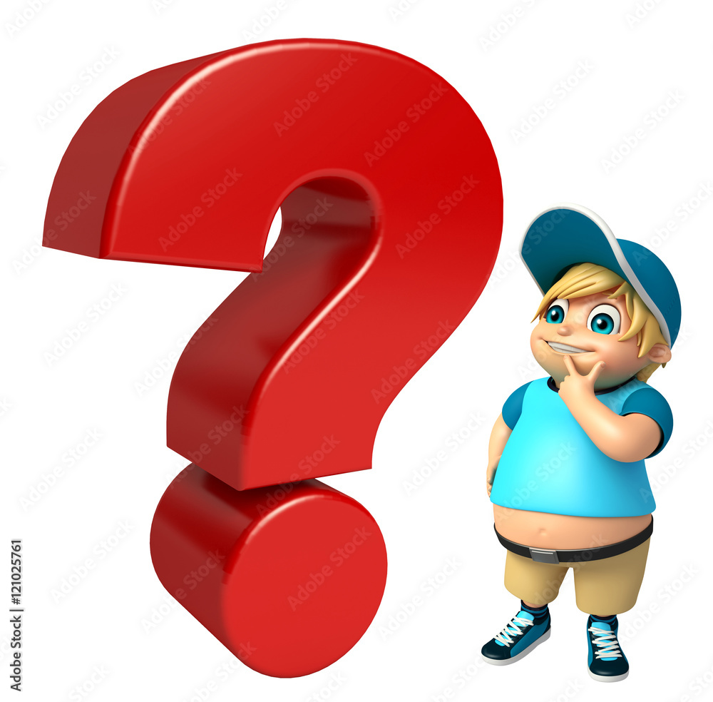 kid boy with Question mark sign kid boy with Question mark sign