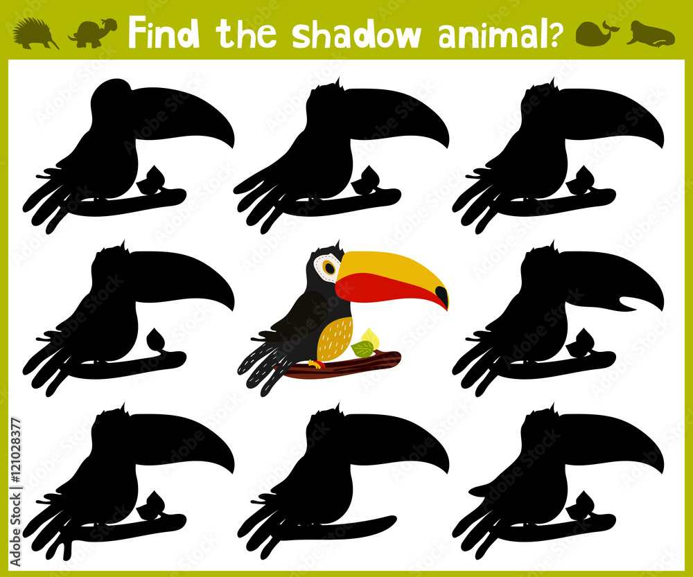 Fototapeta premium Educational game for children of kindergarten and school age on the development of logic. Birds. Vector