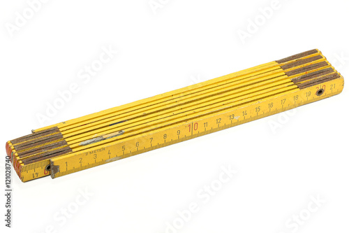 used yardstick isolated on white background