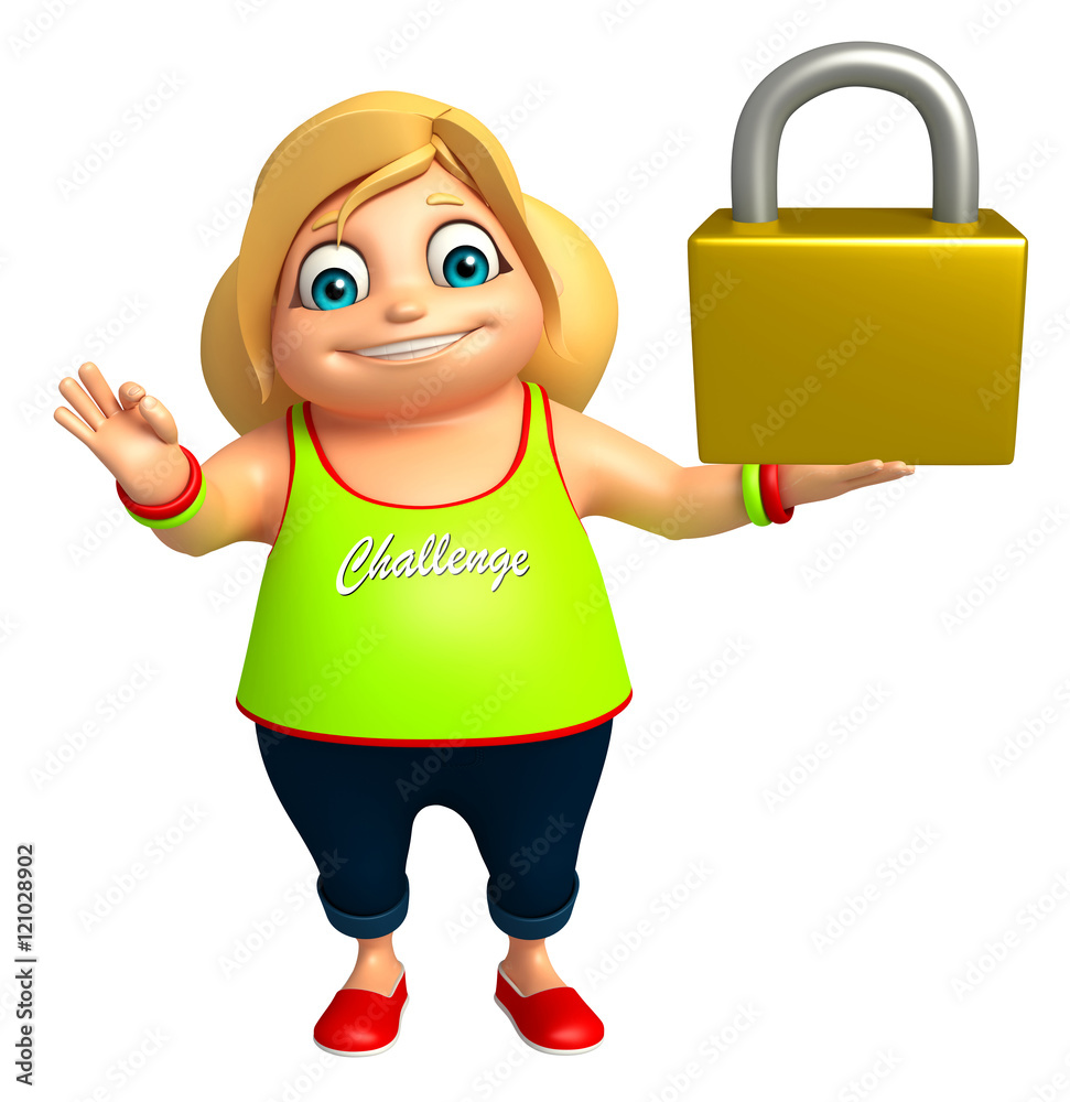 kid girl with Lock kid girl with Lock