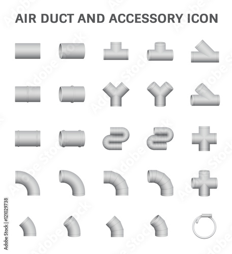 Vector icon of air duct and accessory for air conditioning or HVAC system.