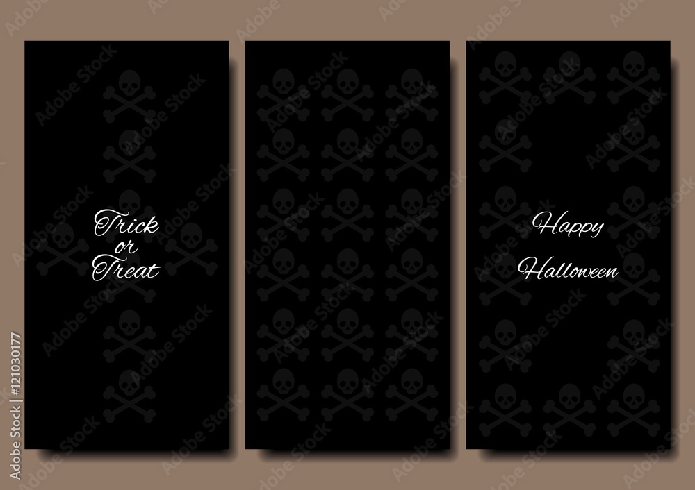 Happy Halloween. Collections banner vertical background. Stylish design. Skull and Bones