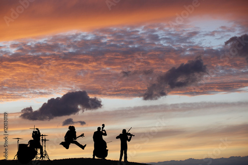 Band performing live during outside concert