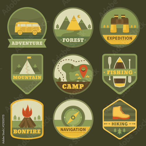 Set of vintage camping logos