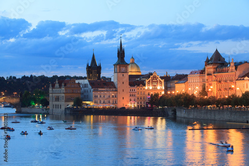 Evening view of Prague city, Czech Republic