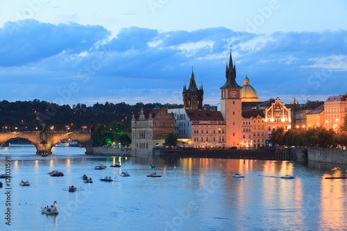 Evening view of Prague city, Czech Republic