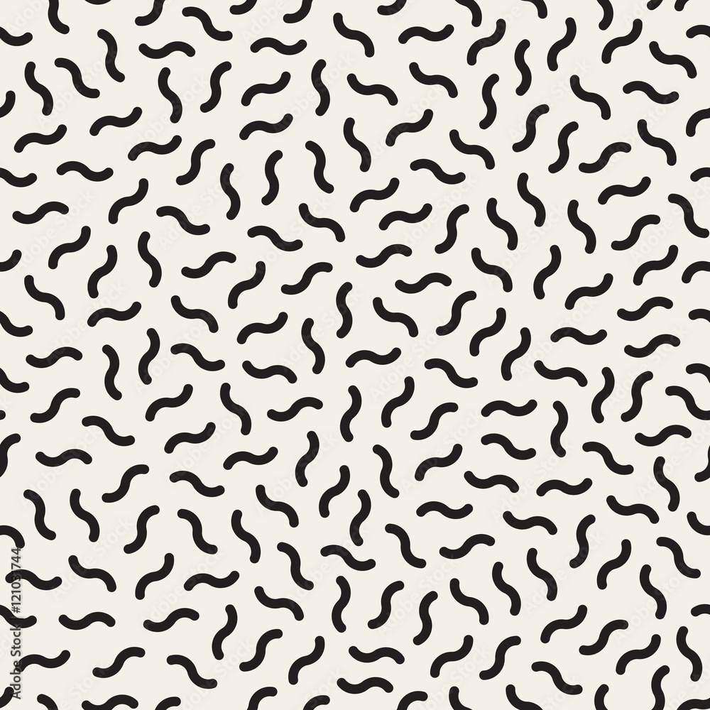 Vector Seamless Black And White Jumble Wavy Lines Pattern