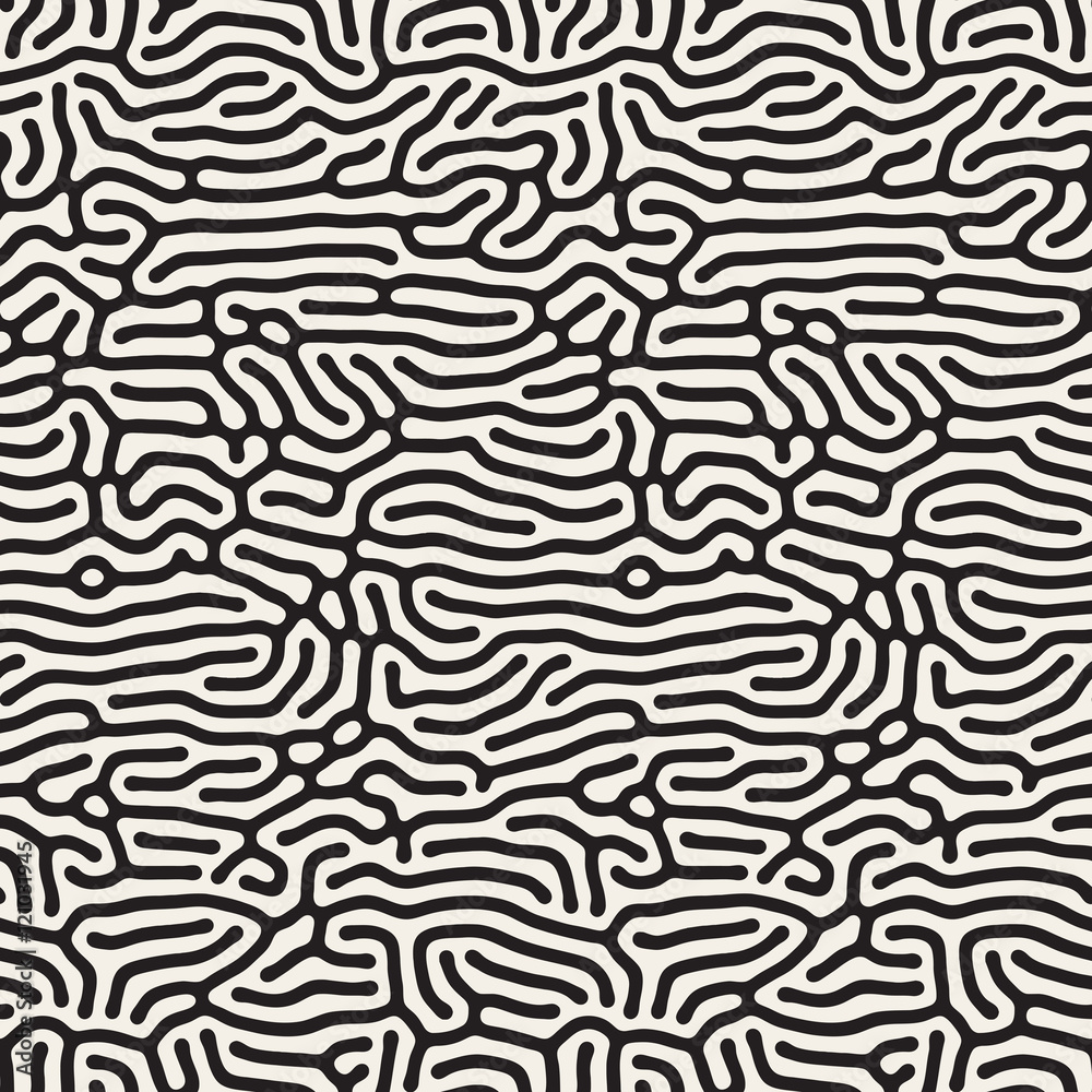 Vector Seamless Black and White Organic Lines Pattern Vector Seamless Black and White Organic Lines Pattern