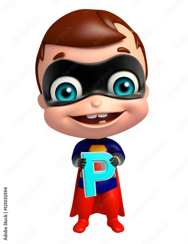 cute superbaby with P alphabate