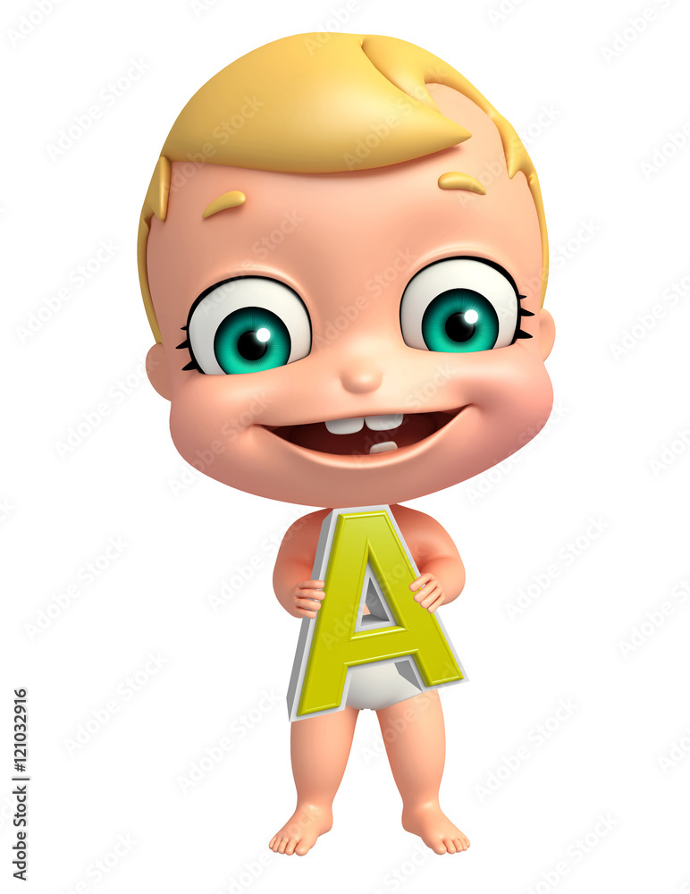 cute baby with A alphabate