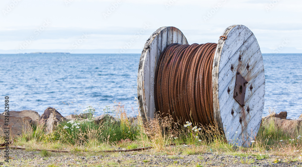 Obraz premium Abandoned rusty steel cable