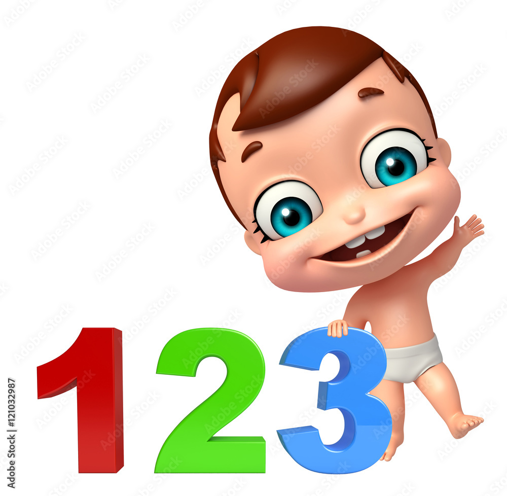 cute baby with 123 Sign