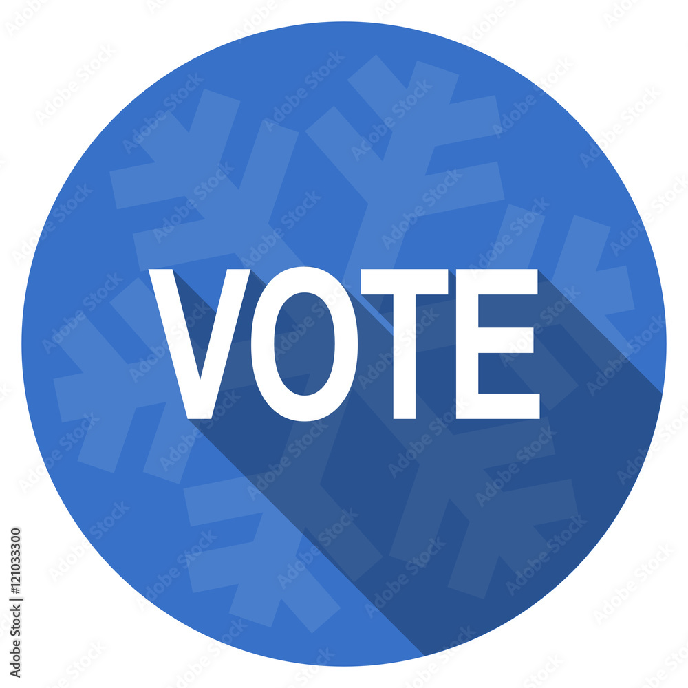 vote blue flat design christmas winter web icon with snowflake