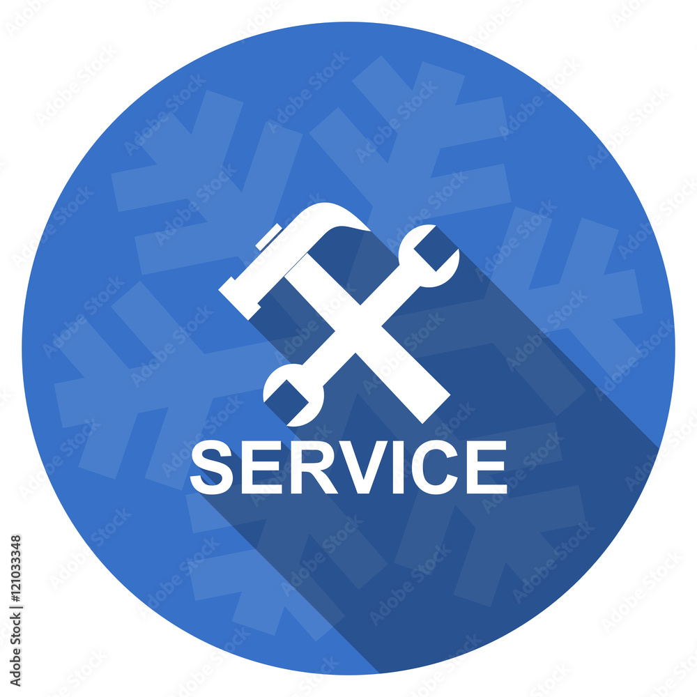 Fototapeta premium service blue flat design christmas winter web icon with snowflake