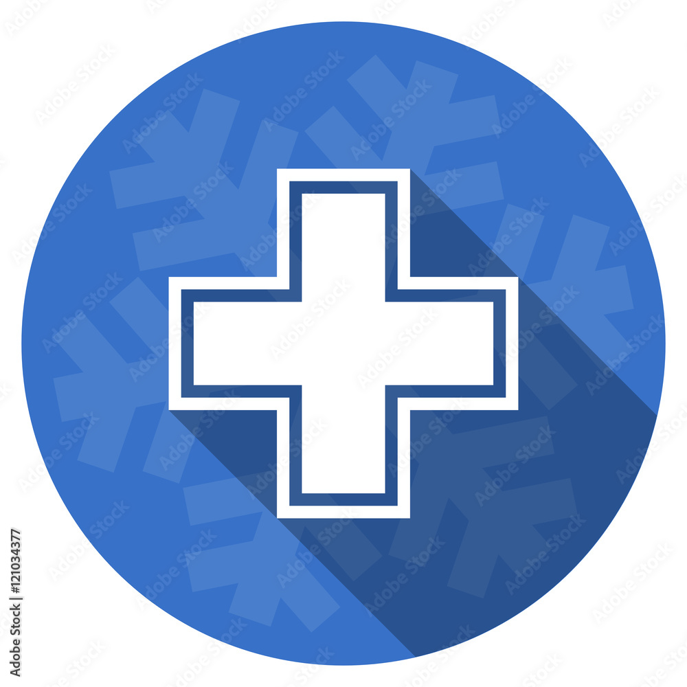 Obraz premium pharmacy blue flat design christmas winter web icon with snowflake