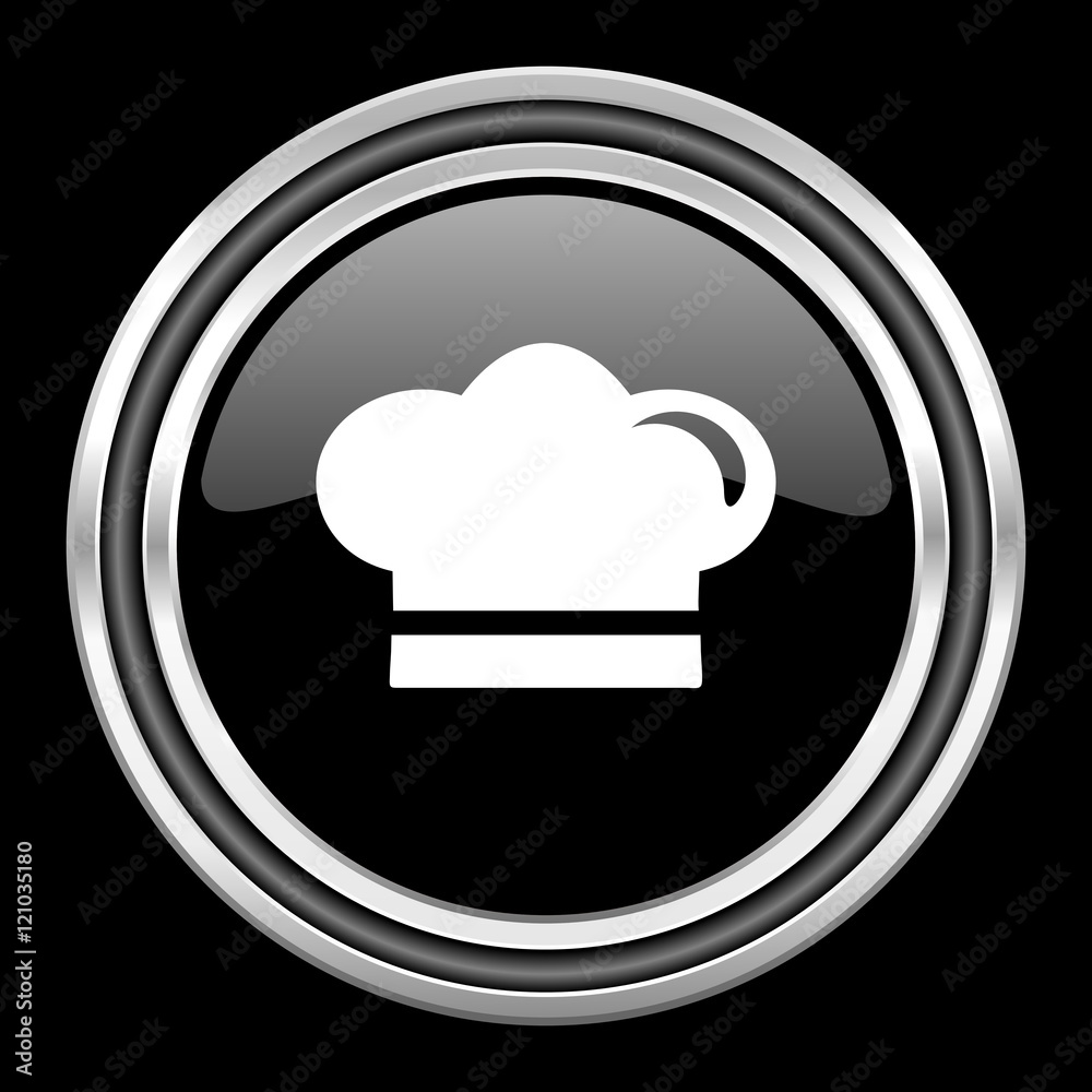 cook silver chrome metallic round web icon on black background cook silver chrome metallic round web icon on black background