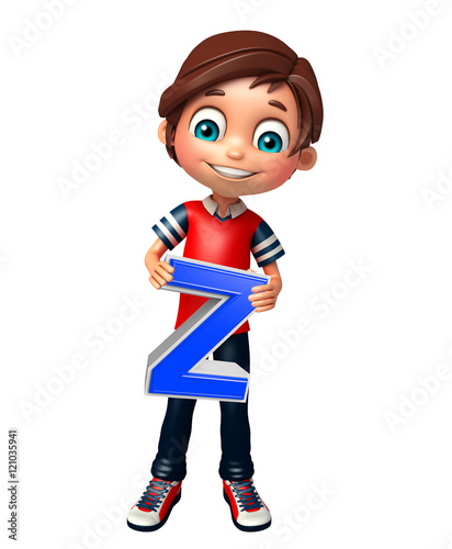 kid boy with  Z alphabate