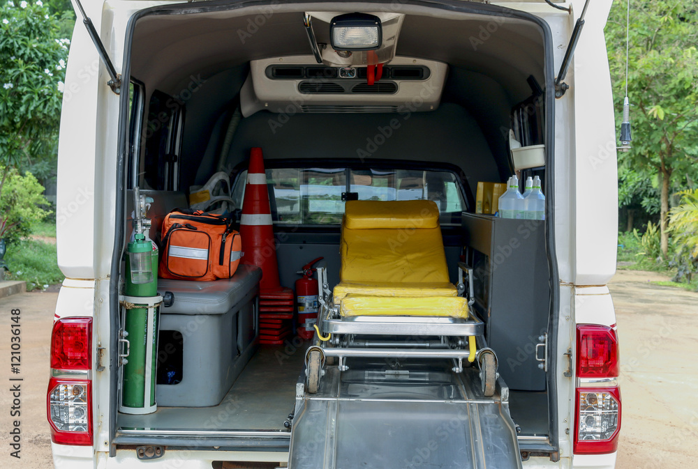 Ambulance and equipment views from inside Ambulance and equipment views from inside